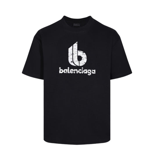 Balenciaga Distressed Lowercase Logo T-Shirt in Black & White