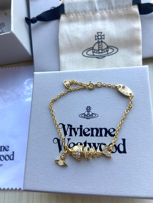 Vivienne Westwood Fishbone Rhinestone Bracelet
