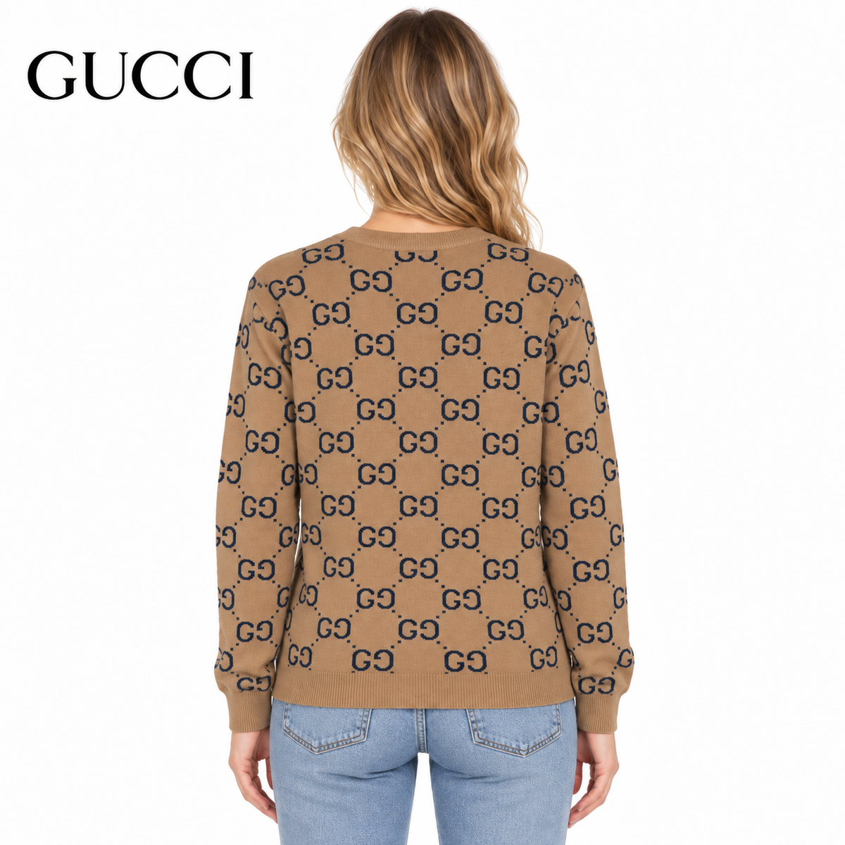 Gucci Unisex Monogram Double-G Jacquard Crewneck Sweater
