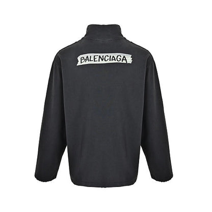Balenciaga Logo Half-Zip Cotton Pullover