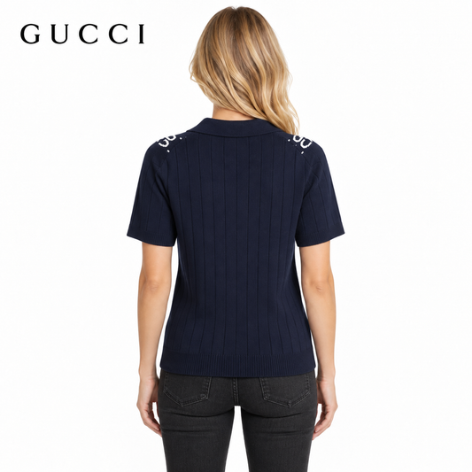 Gucci Unisex G803 Double-G Jacquard Polo Sweater