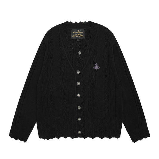 Vivienne Westwood Lace-Trimmed Cotton-Wool Cardigan
