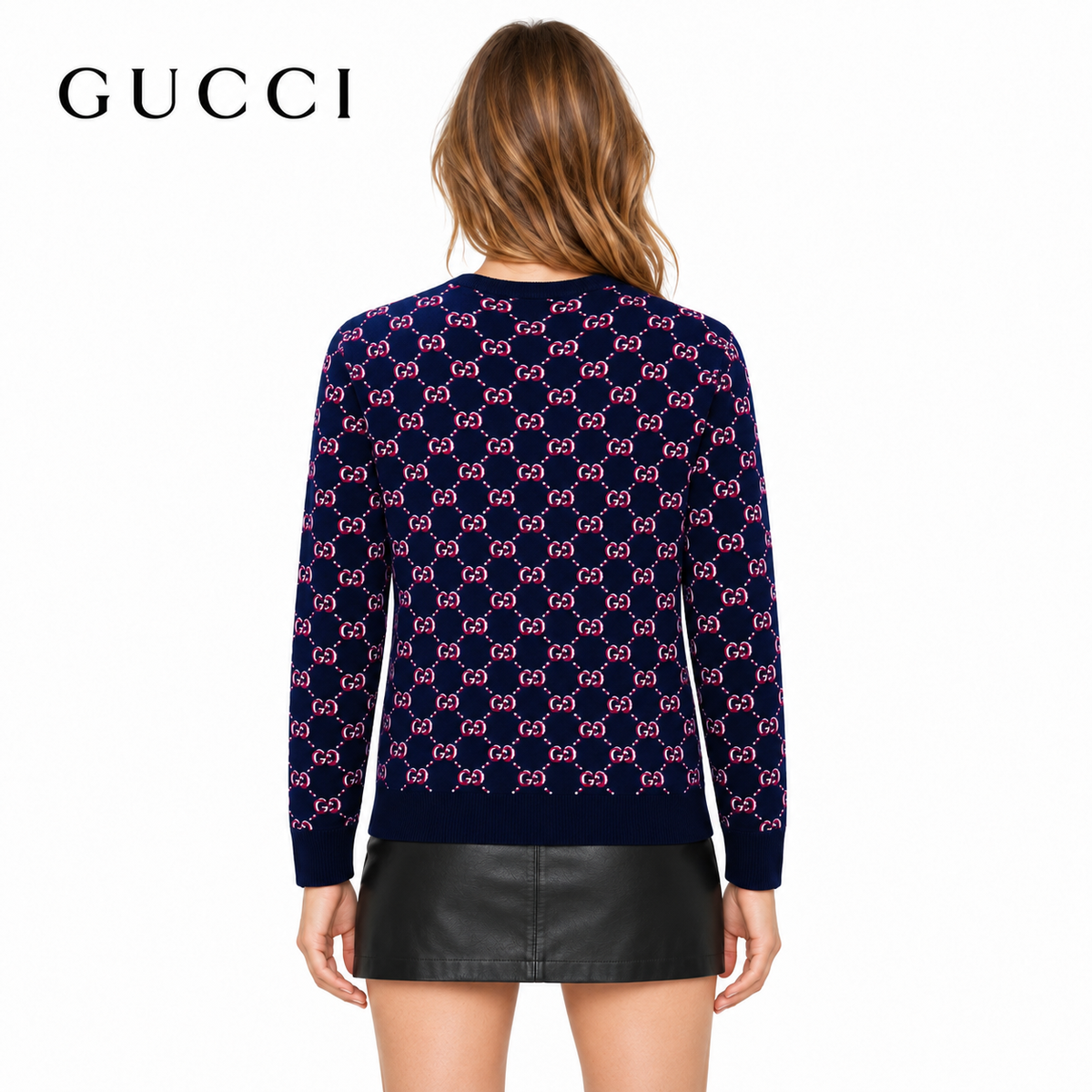 Gucci Unisex Monogram Double-G Jacquard Crewneck Sweater