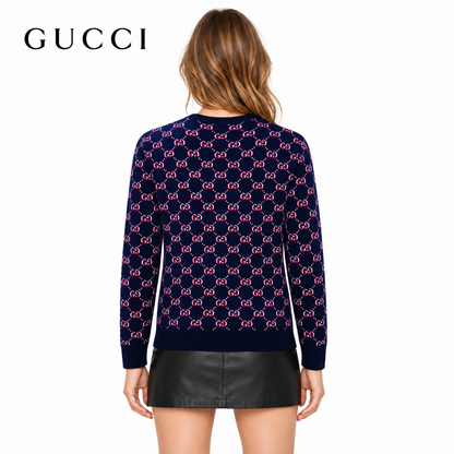 Gucci Unisex Monogram Double-G Jacquard Crewneck Sweater