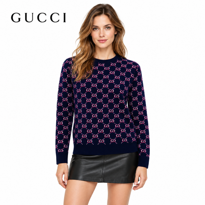 Gucci Unisex Monogram Double-G Jacquard Crewneck Sweater