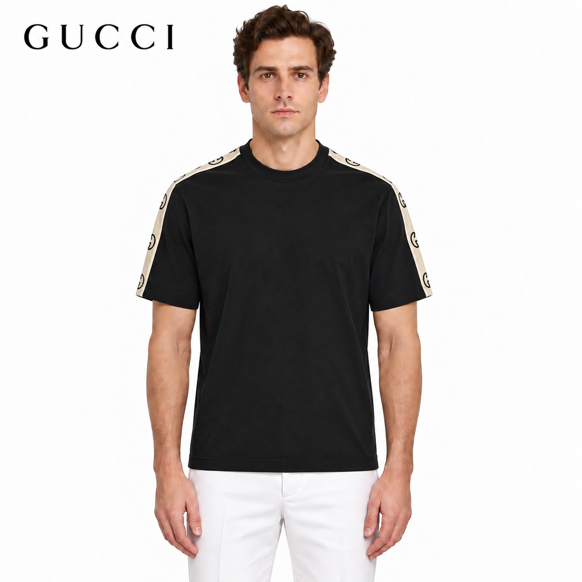 Gucci GG Tape Shoulder-Stripe Oversized T-Shirt