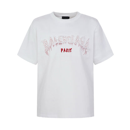 Balenciaga Paris Arched Logo T-Shirt in Black & Red