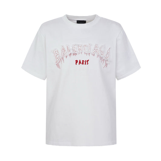 Balenciaga Paris Arched Logo T-Shirt in Black & Red