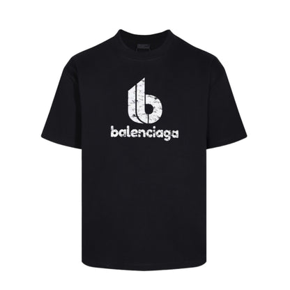 Balenciaga Distressed Lowercase Logo T-Shirt in Black & White