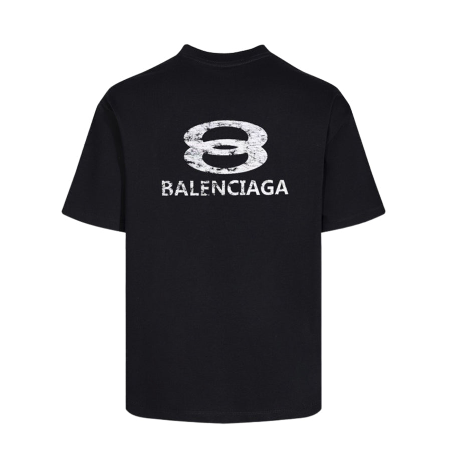 Balenciaga Distressed Lowercase Logo T-Shirt in Black & White