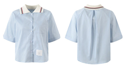 Ladies Lapel Short Shirt