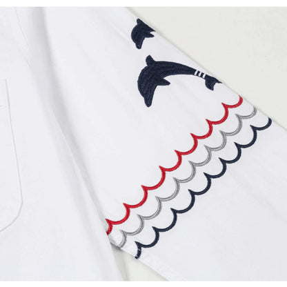 Thom Browne Spring Summer Men's Embroidered Cotton Shirt