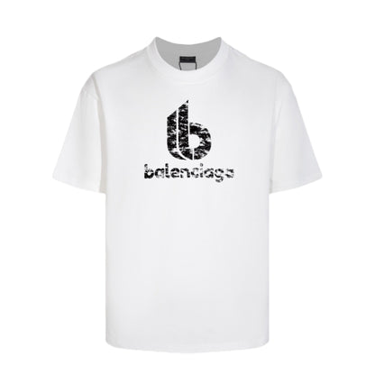 Balenciaga Distressed Lowercase Logo T-Shirt in Black & White