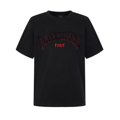 Balenciaga Paris Arched Logo T-Shirt in Black & Red