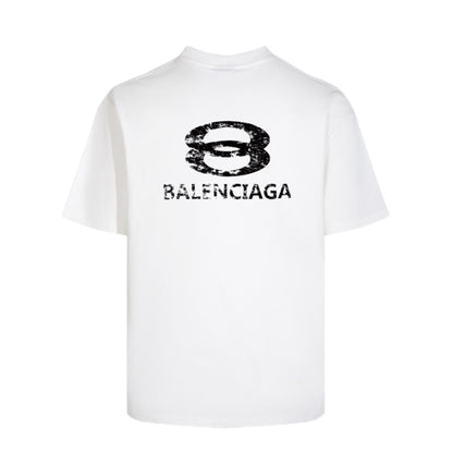 Balenciaga Distressed Lowercase Logo T-Shirt in Black & White