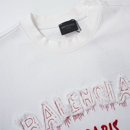 Balenciaga Paris Arched Logo T-Shirt in Black & Red