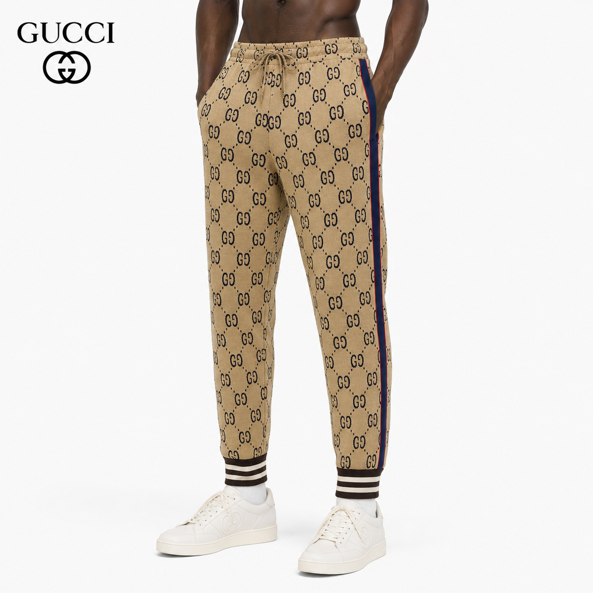 Gucci Straight-Leg Pants in Gray, Brown & Khaki