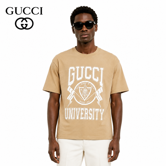 Gucci Signature T-Shirt in White & Khaki