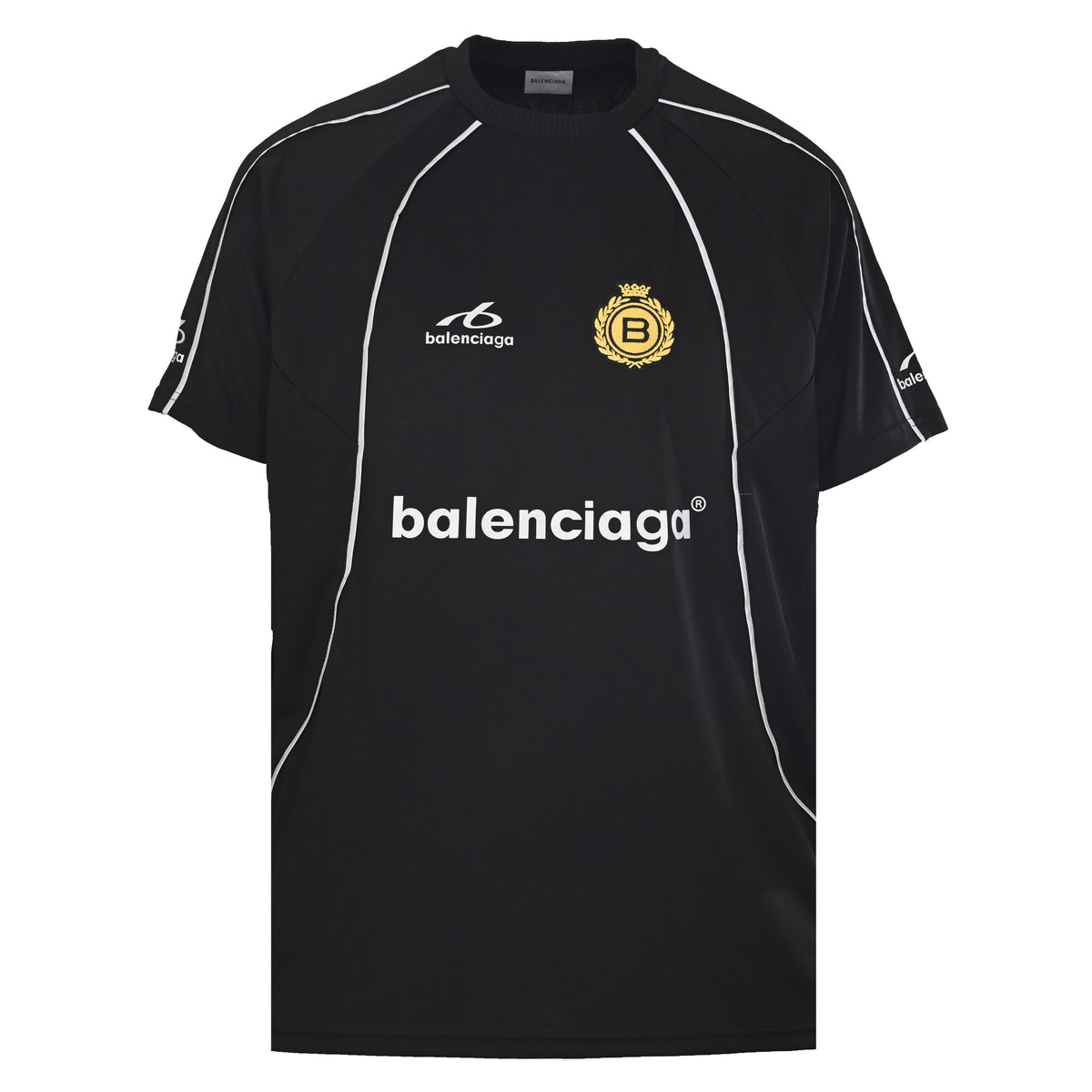 Balenciaga Soccer Jersey Crest T-Shirt in Black & Blue