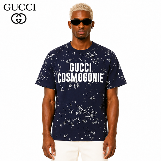 Gucci Cosmogonie Star Print T-Shirt in Beige & Blue