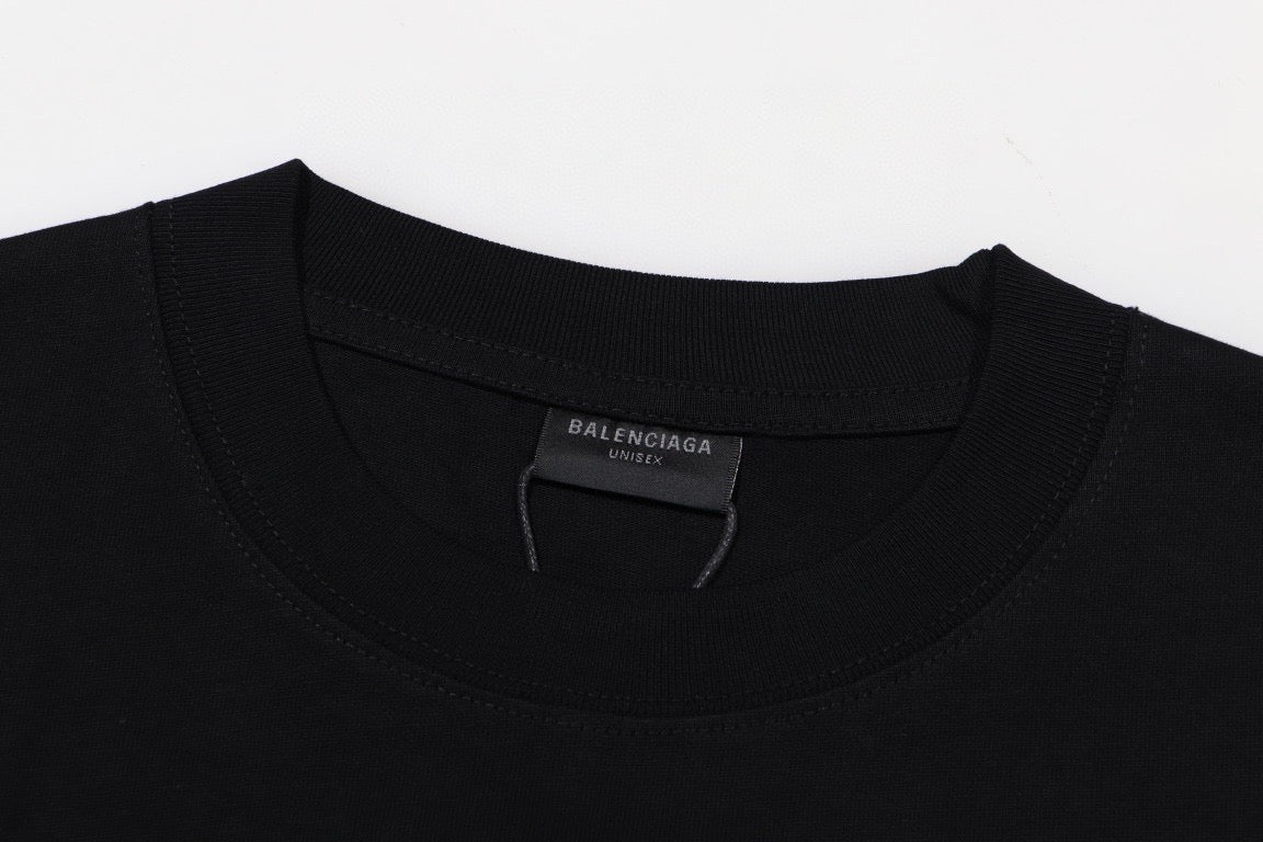 Balenciaga Distressed Lowercase Logo T-Shirt in Black & White