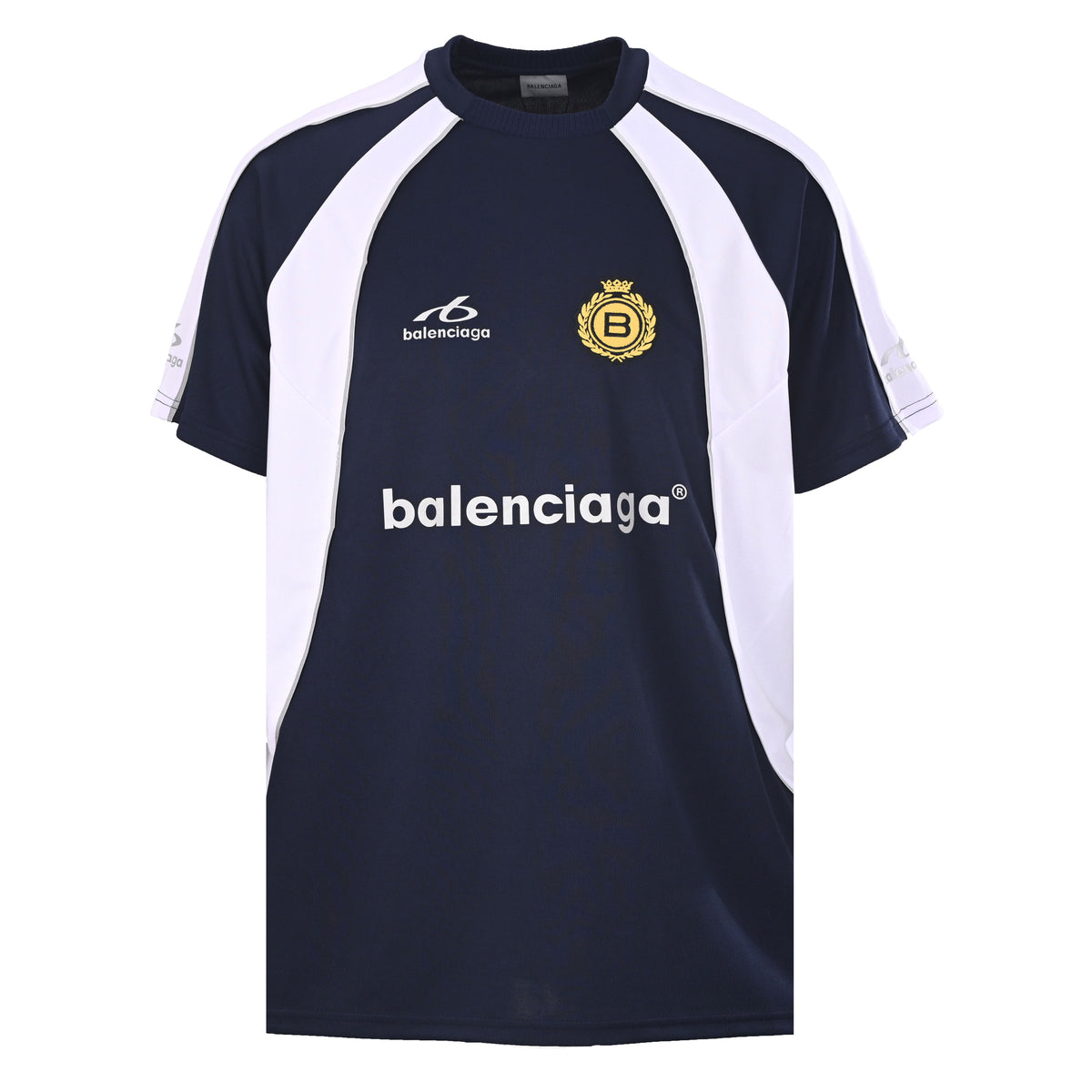 Balenciaga Soccer Jersey Crest T-Shirt in Black & Blue