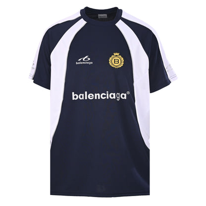 Balenciaga Soccer Jersey Crest T-Shirt in Black & Blue