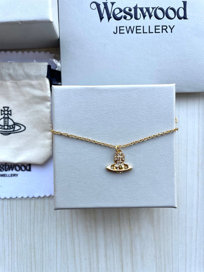 Vivienne Westwood"Planet" Full-Rhinestone Clavicle Necklace