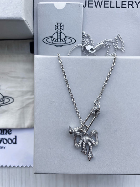Vivienne Westwood Rhinestone Safety Pin Clavicle Chain