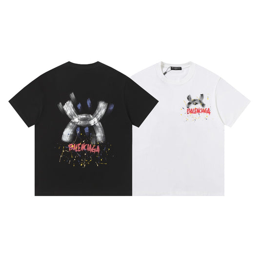 Balenciaga Brushstroke X Back Print T-Shirt in Black & White